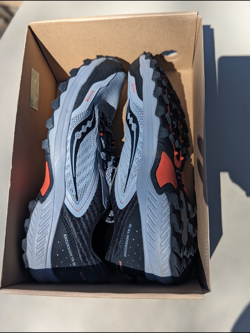 Saucony Men's Trail Running Shoes - Gray & Black with Orange Accents